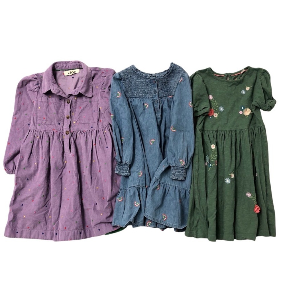 Mini Boden Dress Lot Girls 5-7Y Kids Purple Green Blue Floral Rainbow Polka Dot - Picture 1 of 5